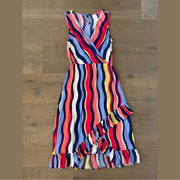 plenty by tracy reese daphne striped ruffle dress wavy midi - Picture 2 of 6